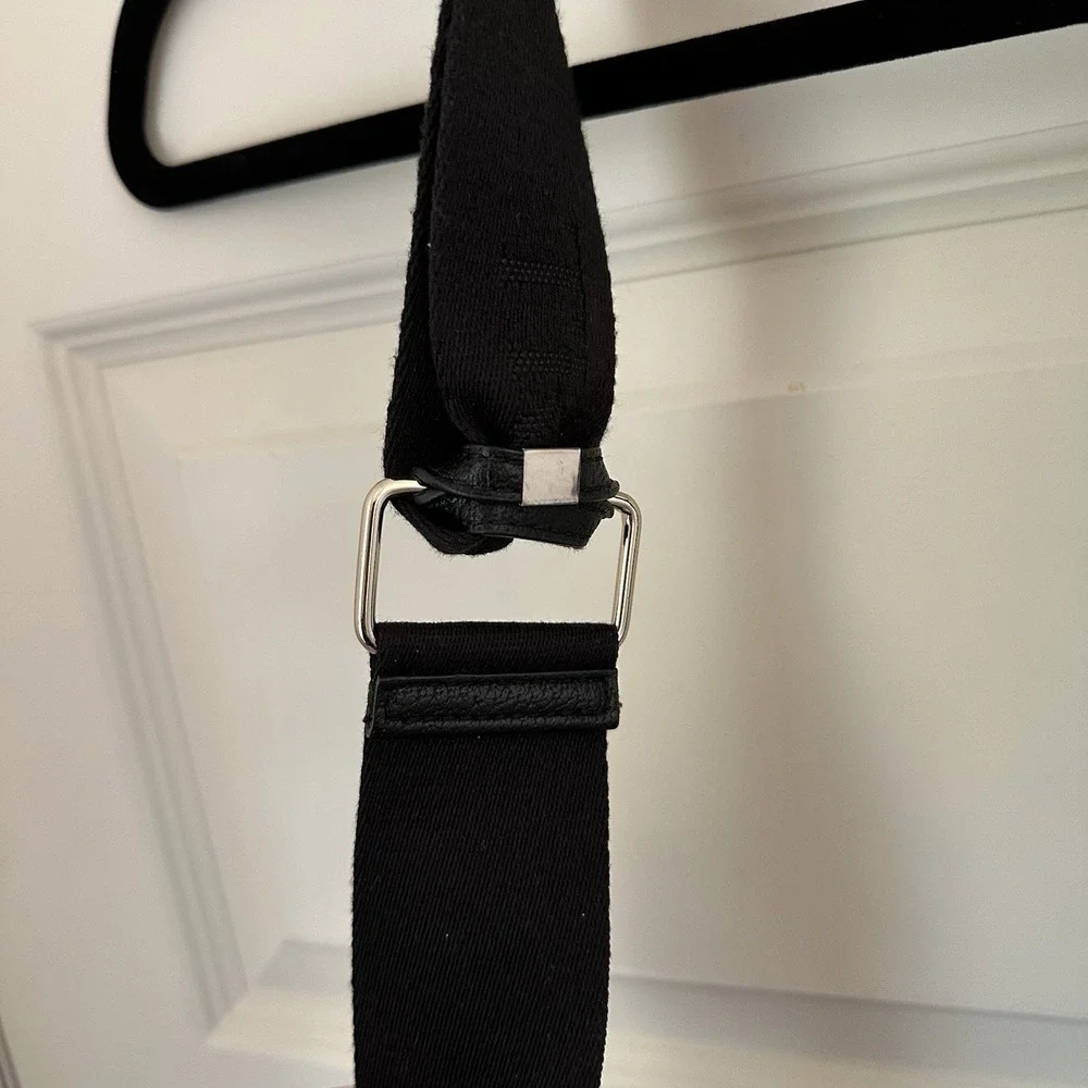 TRUE RELIGION Mini Flap Logo Crossbody Bag Black Gold Horseshoe Adjustable Strap